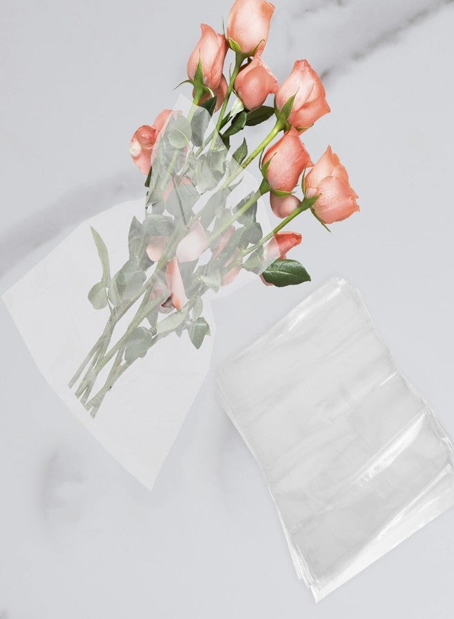 TOPPERFUN 50Pcs Flower Bags, 9.8x5.9in Bouquet Water-retaining Bag, PE Bouquet Flower Water, Transparent -retaining, Rose Packaging for Arrangement - Image 4